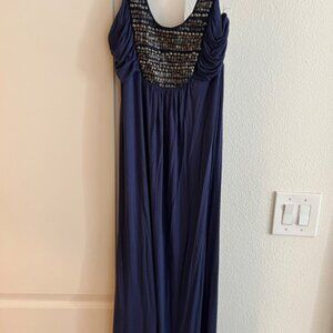 Soprano Navy Knit Beaded Maxi Dress